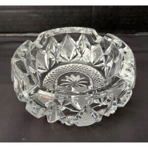 American Brilliant Vintage Heavy Cut Crystal Ashtray Trinket Cigar Rest